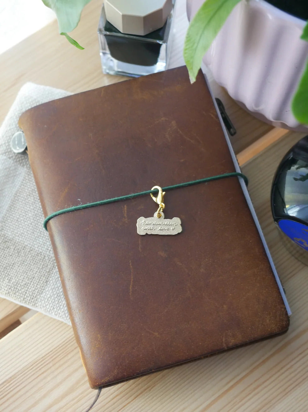"Handwritten with Love" Brass Charm
