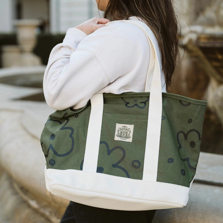Green Flower Tote